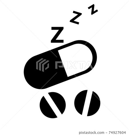sleeping pill icon on white background. flat style. sleep sign. sleep disorder healing drugs symbol. sleeping pill icon on white background. flat style. sleep sign. sleep disorder healing drugs symbol. 74927604