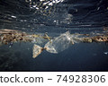 Plastic bag drifting over coral reef underwater 74928306