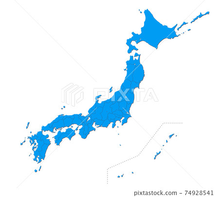 Japan Japan Map Japanese Islands Blue 74928541