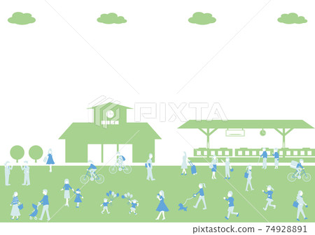 Scenery of people in front of the station 74928891