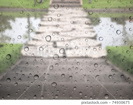 Close-up of water drops on glass surface as background Close-up of water drops on glass surface as background 74930675