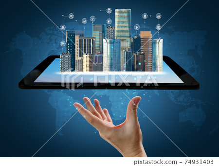 Advanced communication and global internet network connection in smart city 74931403
