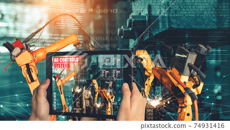 Engineer controls robotic arms by augmented reality industry technology 74931416