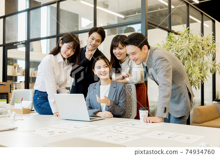 Casual business designer office fashionable workplace Casual business designer office fashionable workplace 74934760