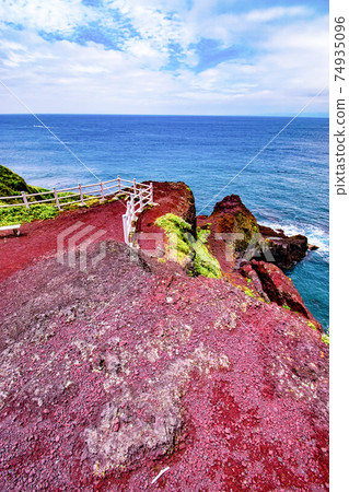 Akahage, the sea and the sky in Motomachi, Oshima-cho, Tokyo, on Izu Oshima on the seven islands of Izu 74935096