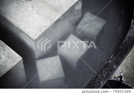 Concrete cube block for strength testing soak in water Concrete cube block for strength testing soak in water 74935169