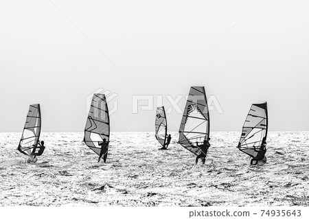 Windsurfing running in the wind Windsurfing running in the wind 74935643