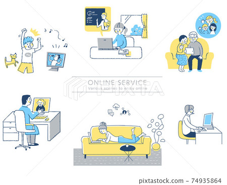 Scene set of various online services 74935864