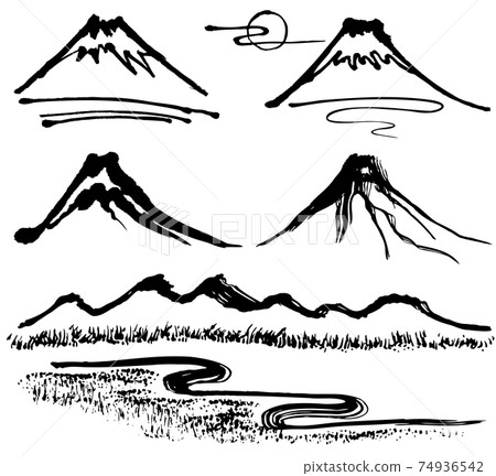 Mountain handwritten brush illustration Mountain handwritten brush illustration 74936542