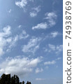 A flock of clouds shining in the blue sky A flock of clouds shining in the blue sky 74938769