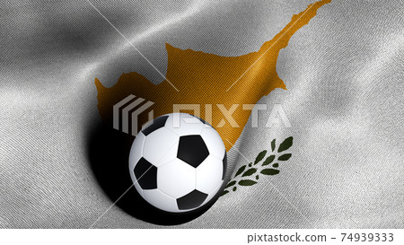 3D rendering of the flag of Cyprus with a soccer ball 3D rendering of the flag of Cyprus with a soccer ball 74939333
