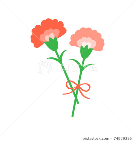 Illustration of carnation with ribbon tied 74939356