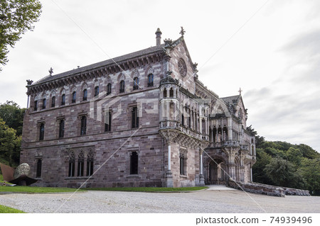 View of the landmark Sobrellano Palace, Palacio de Sobrellano built in 1881 located in Cantabria, Spain. View of the landmark Sobrellano Palace, Palacio de Sobrellano built in 1881 located in Cantabria, Spain. 74939496