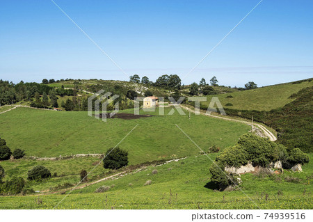 Countryside of Santillana del Mar, a town in the Cantabria region of northern Spain. 74939516