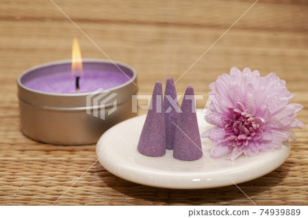 indian natural ingredients with flower, candle, and Aromatherapy Bath accessories indian natural ingredients with flower, candle, and Aromatherapy Bath accessories 74939889