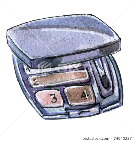 Watercolor illustration of eyeshadow in black packaging Watercolor illustration of eyeshadow in black packaging 74940227