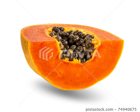 Ripe papaya an isolated on white background Ripe papaya an isolated on white background 74940675