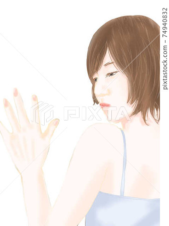 背部和女性的白色背景 背部和女性的白色背景 74940832
