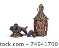 Ramadan concept with plate of dates and lantern 74941700