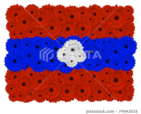 Laotian flag made of gerbera flowers Laotian flag made of gerbera flowers 74942658