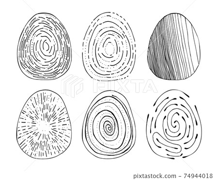 Set of Hand Drawn Doodle Easter Eggs with Different Patterns Set of Hand Drawn Doodle Easter Eggs with Different Patterns 74944018