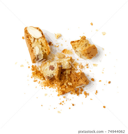 Traditional italian cantuccini nuts cookies with crumbs 74944062