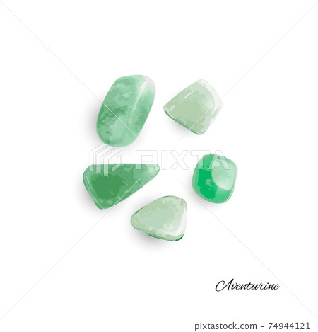 Green quartz pebbles isolated, aventurine polished stones Green quartz pebbles isolated, aventurine polished stones 74944121