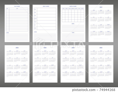 2022 2023 2024 2025 calendar daily weekly monthly personal planner diary template in classic strict style. individual schedule in minimal restrained business design. Week starts on sunday 2022 2023 2024 2025 calendar daily weekly monthly personal planner diary template in classic strict style. individual schedule in minimal restrained business design. Week starts on sunday 74944168