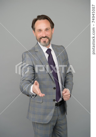Man handsome mature employee wear formal suit 74945087