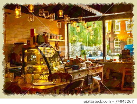 Fashionable overseas cafe scenery 74945267