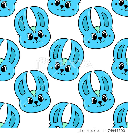blue smile kitten seamless pattern textile print. repeat pattern background design 74945500