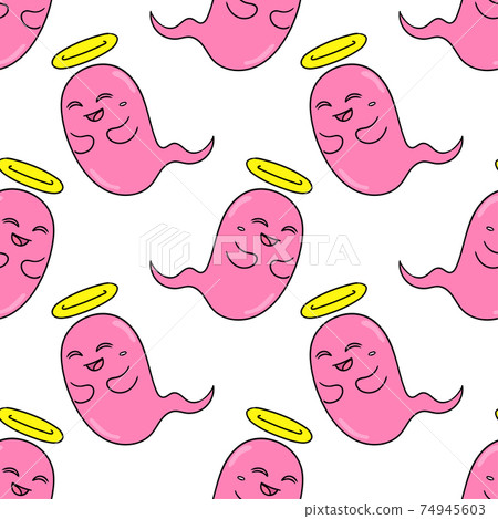 angel ghost smile seamless pattern textile print. repeat pattern background design 74945603