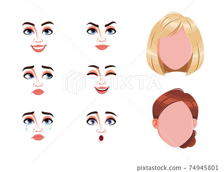 Different female emotions set Different female emotions set 74945801