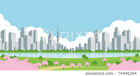 Building cityscape park background material 74946264