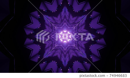 Symmetrical snowflake shaped pattern with glowing lamps in 3D illustration Symmetrical snowflake shaped pattern with glowing lamps in 3D illustration 74946683