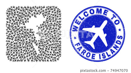 Welcome Grunge Stamp Seal and Faroe Islands Map Airline Stencil Mosaic Welcome Grunge Stamp Seal and Faroe Islands Map Airline Stencil Mosaic 74947070