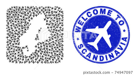 Welcome Rubber Badge and Scandinavia Map Sky Jet Subtracted Mosaic Welcome Rubber Badge and Scandinavia Map Sky Jet Subtracted Mosaic 74947097