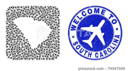 Welcome Watermark Badge and South Carolina State Map Jorney Subtracted Mosaic 74947099