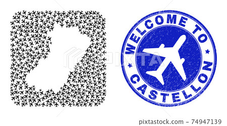 Welcome Scratched Badge and Castellon Province... - Stock Illustration ...