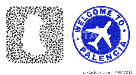 Welcome Grunge Seal and Palencia Province Map Aero Hole Mosaic Welcome Grunge Seal and Palencia Province Map Aero Hole Mosaic 74947211