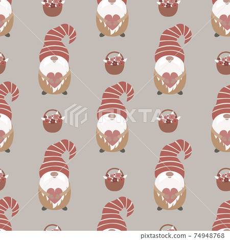 Boho seamless pattern with cute gnomes. Boho seamless pattern with cute gnomes. 74948768