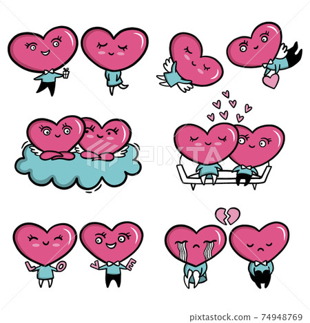 Stickers with the love symbol. 74948769