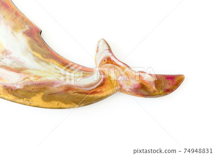 Resin art whale isolated on white background. Flat lay, top view 74948831