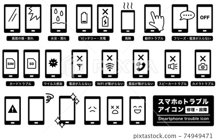 Smartphone trouble / repair / malfunction icon pictogram 74949471
