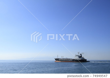 Tanker departing from Miike Port, Omuta City, 74949547