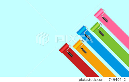 Paint / ink roller colorful vector banner illustration / character space 74949642