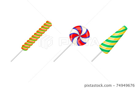 Twisted and Swirling Lollipops on Sticks Vector Set Twisted and Swirling Lollipops on Sticks Vector Set 74949676