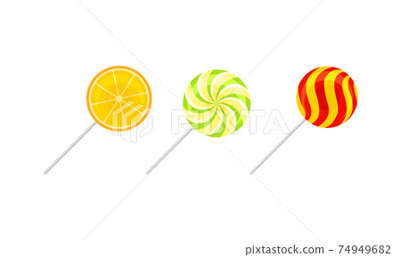 Twisted and Swirling Lollipops on Sticks Vector Set Twisted and Swirling Lollipops on Sticks Vector Set 74949682