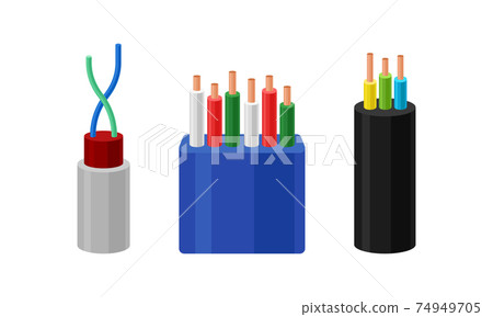 Copper Wire as Electrical Cable for Power Generation or Power Transmission Vector Set Copper Wire as Electrical Cable for Power Generation or Power Transmission Vector Set 74949705