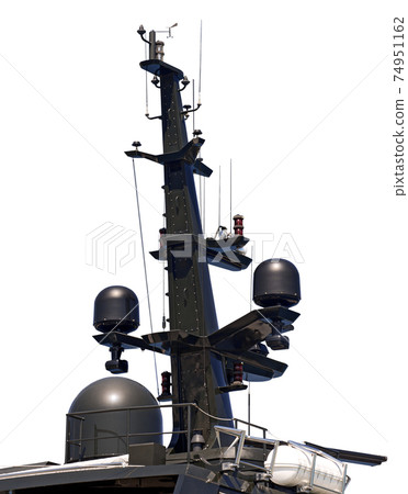 Luxury Yacht Superstructure with Radar and Communication Tower Isolated on White Luxury Yacht Superstructure with Radar and Communication Tower Isolated on White 74951162
